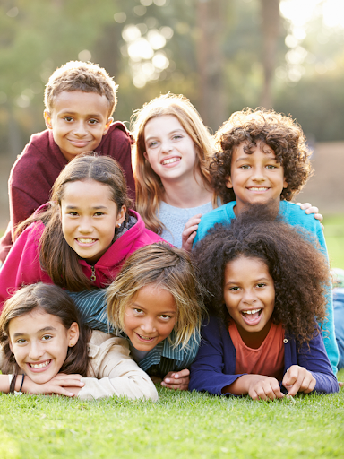 A group of happy multiethnic kids