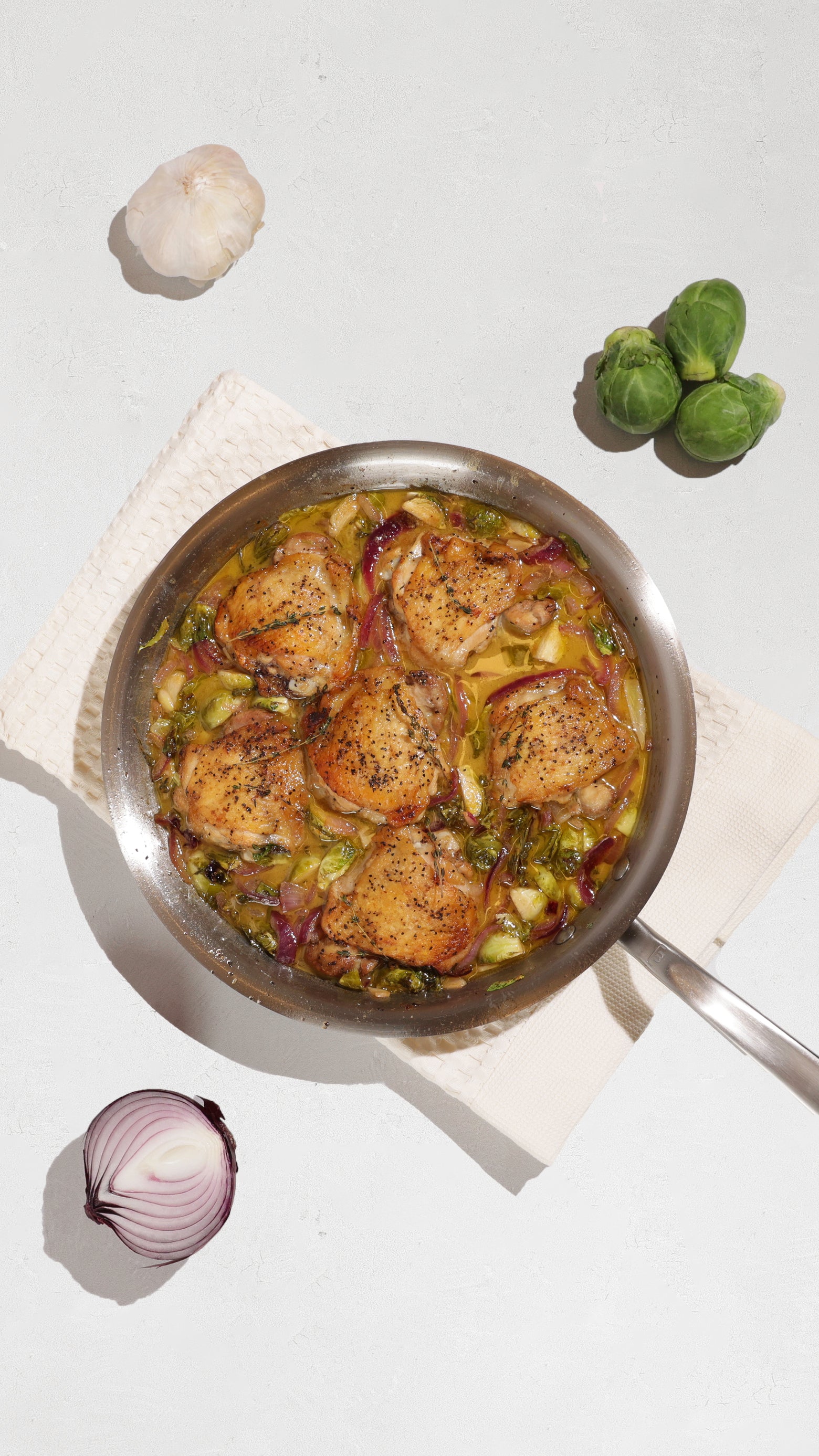Apple Cider Glazed Chicken Thighs with Brussel Sprouts