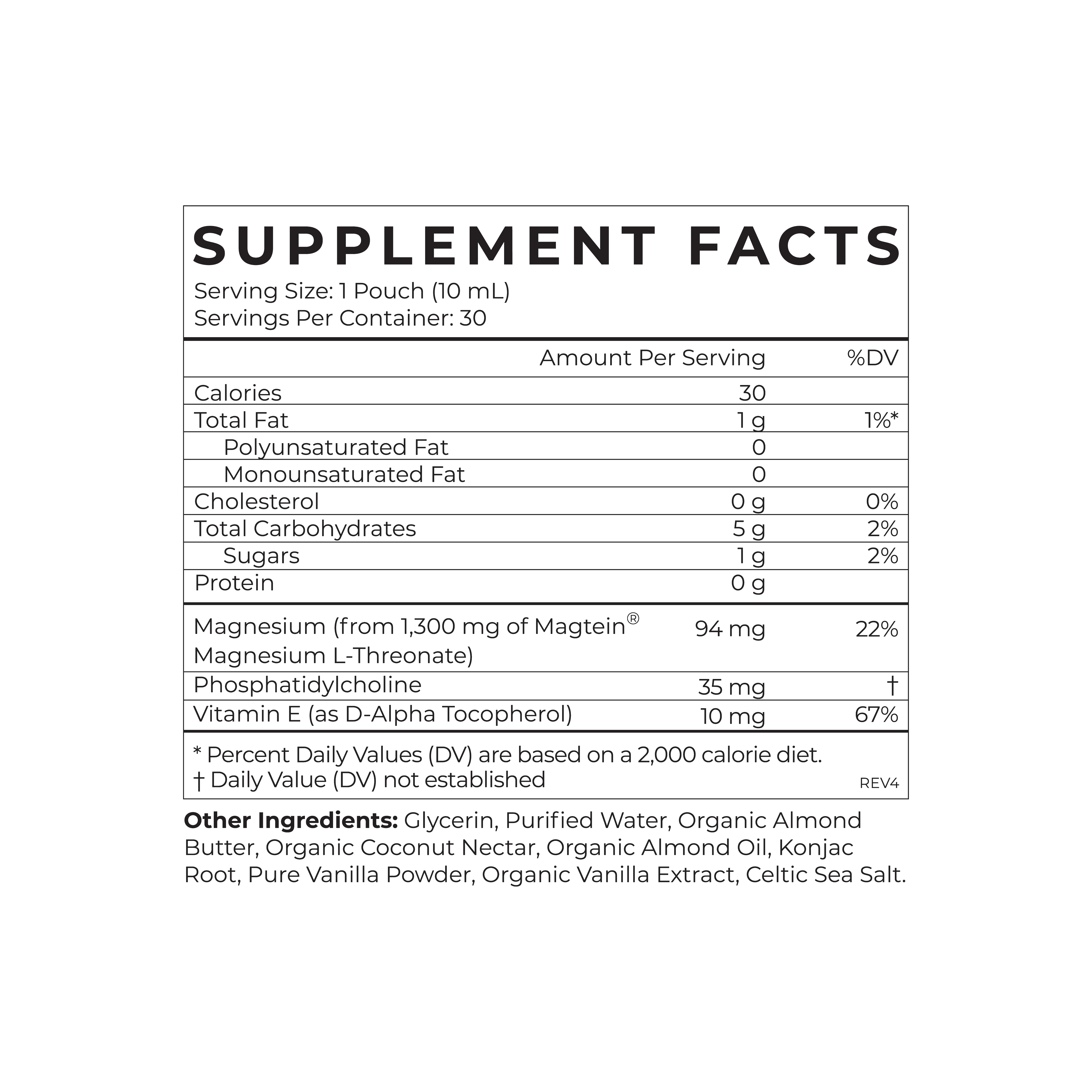 Magnesium L-Threonate Supplement Facts