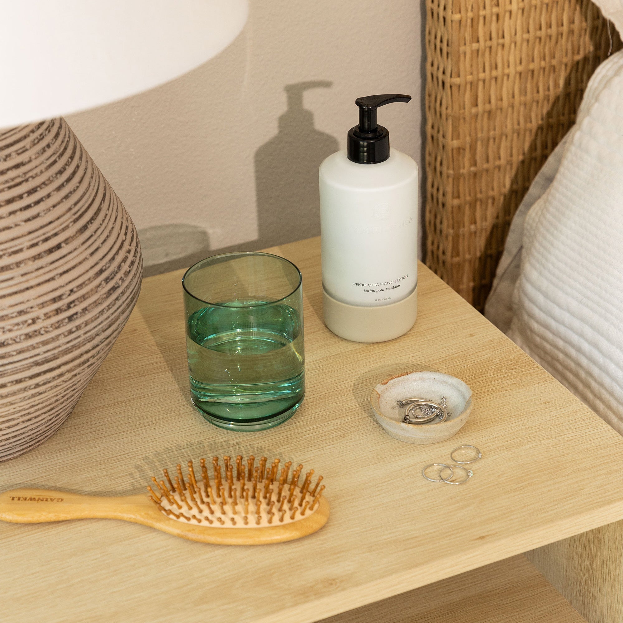 Probiotic Hand Lotion On Top of Bedside Night Stand